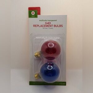 Multicolor Transparent G40 Replacement Bulbs 120 Volts / 5 Watts Red & Blue
